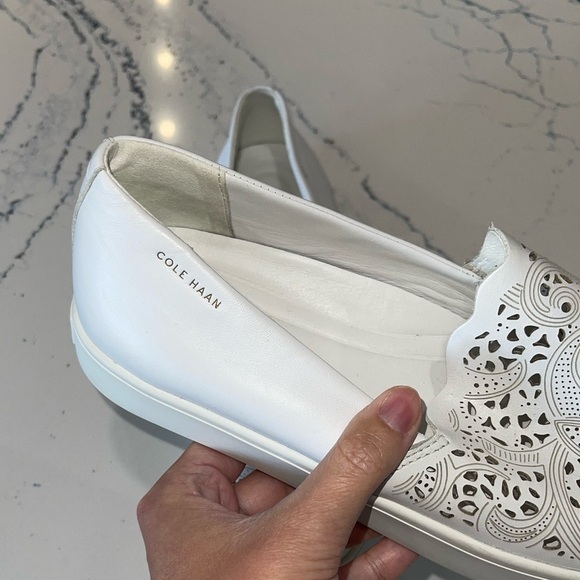 Cole Haan GrandPro GRAND.OS Spectator Laser Cut White Leather Sneakers Sz 11B - Picture 8 of 12